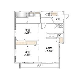 グランドゥール ソレイユ 浦和II 2LDKの間取図画像