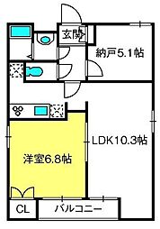 MResidence常盤 1SLDKの間取図画像