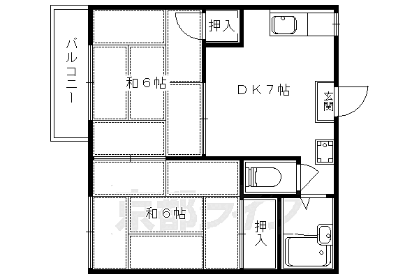 フレグランスＭ 201｜京都府京都市山科区東野八反畑町(賃貸アパート2DK・2階・36.00㎡)の写真 その2