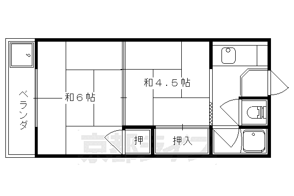 科塚マンション 302｜京都府京都市山科区大塚中溝(賃貸マンション2K・3階・25.00㎡)の写真 その2