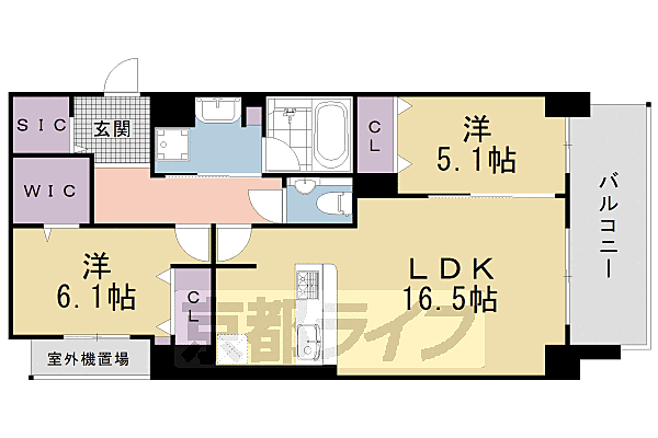 ＱＵＡＬＩＯＲ京都東山 303｜京都府京都市東山区三条通白川橋東入五軒町(賃貸マンション1SLDK・3階・70.40㎡)の写真 その2