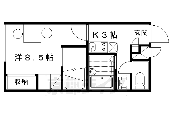 レオパレスヴィルヌーブ醍醐 203｜京都府京都市伏見区石田大受町(賃貸アパート1K・2階・23.18㎡)の写真 その2