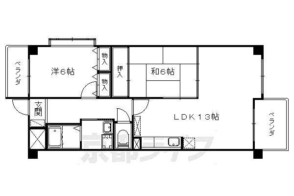 ガイア萱野浦 201｜滋賀県大津市萱野浦(賃貸マンション2LDK・2階・60.47㎡)の写真 その2