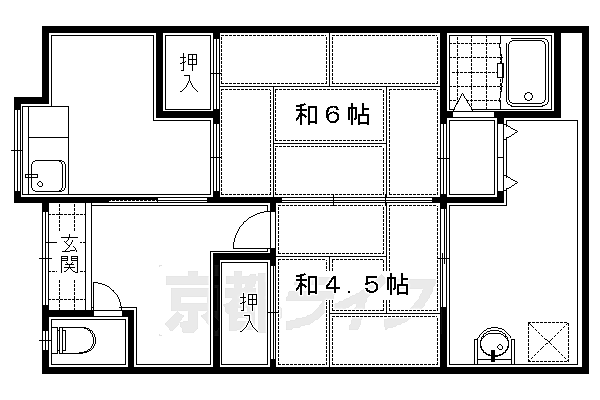 玉井（順）貸家 南-5｜京都府京都市伏見区向島立河原町(賃貸テラスハウス2K・--・34.78㎡)の写真 その2