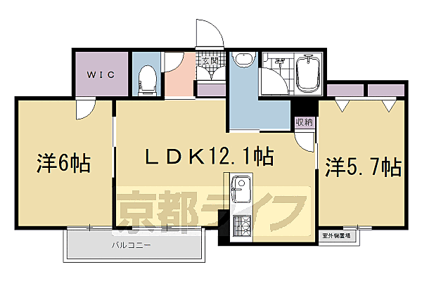 京都府宇治市五ケ庄一番割(賃貸マンション2LDK・2階・55.40㎡)の写真 その2