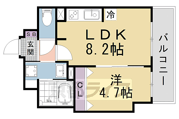 サンクチュアリ山科三条 408｜京都府京都市山科区竹鼻竹ノ街道町(賃貸マンション1LDK・4階・33.00㎡)の写真 その2