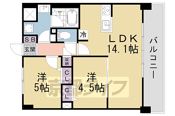 ブランシエスタ山科大塚 203｜京都府京都市山科区大塚中溝(賃貸マンション2LDK・2階・52.86㎡)の写真 その2