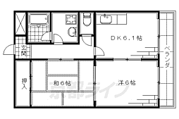 ハイツリーフラット 2階2DKの間取り