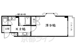 メディナ椥辻 6階1Kの間取り