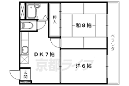 アビタシオン南桃山 3階2DKの間取り