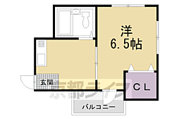 Ｍｐｉ’ｓ京都山科 2階1Kの間取り