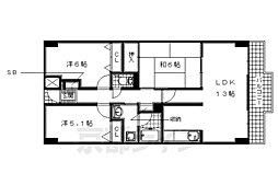 京阪宇治線 木幡駅 徒歩5分の賃貸マンション 4階3LDKの間取り