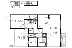 湖城ヶ丘ハイツ　8号館 2階2LDKの間取り