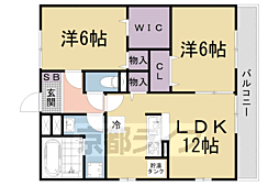 リードオッツII 2階2LDKの間取り