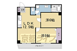 コーポラスらん 2階2LDKの間取り