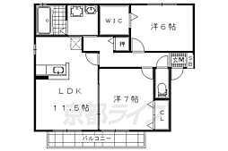 リビングタウン唐崎　Ｂ棟 2階2LDKの間取り