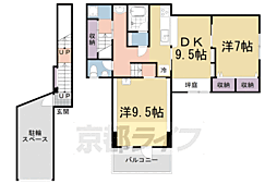 西野山百々町貸家 2DKの間取り