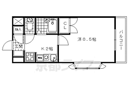 近鉄京都線 小倉駅 徒歩15分の賃貸マンション 3階1Kの間取り