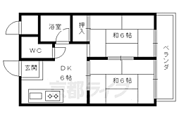 パレス稲荷 2DKの間取図画像