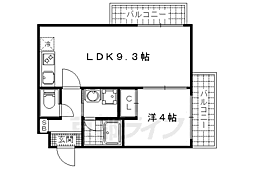 クレドール洛東 2階1LDKの間取り