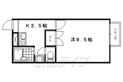 プレジールみどり 1階1Kの間取り
