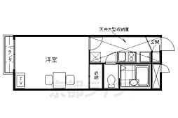 レオパレス墨染 2階1Kの間取り