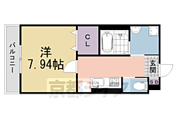 近鉄京都線 伊勢田駅 徒歩7分の賃貸アパート 1階1Kの間取り
