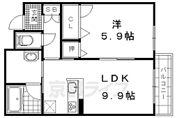 シャーメゾン勧修 1LDKの間取図画像