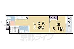 LEI椥辻 1LDKの間取図画像