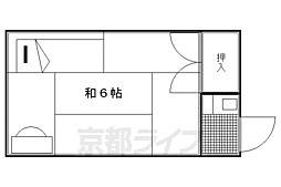 北白川学生ハイツ ワンルームの間取図画像