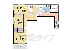 京都市下京区西七条八幡町アパート 2LDKの間取図画像