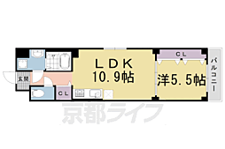 アドマステラス壬生松原 1LDKの間取図画像