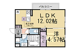 リバーハイツ唐崎 1LDKの間取図画像
