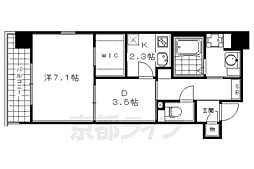 アスヴェル京都烏丸五条 1DKの間取図画像