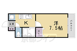 オークセブン 1Kの間取図画像