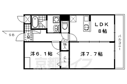 メルシーガーデン嵯峨 1SDKの間取図画像