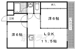 アクエルド長岡京 2LDKの間取図画像