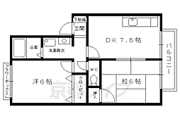 カーサ井ノ口 2DKの間取図画像