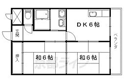 ステージハウス万石 2DKの間取図画像