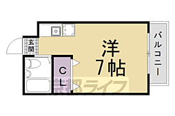 パルティール紫野 1Kの間取図画像