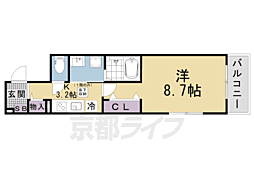クレール蒼天 1Kの間取図画像