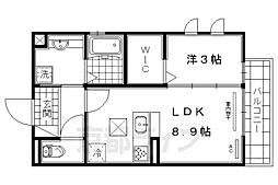カーサ金森 1LDKの間取図画像