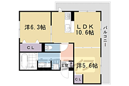 Ｄ−ＲＯＯＭ嵯峨嵐山 2階