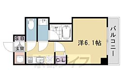 エステムコート京都西院 1Kの間取図画像