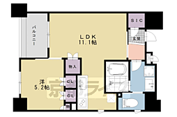 リヴァーク四条烏丸 1LDKの間取図画像