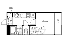 レオパレス御池 1Kの間取図画像