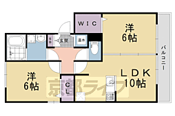 アムール嵐山 2LDKの間取図画像