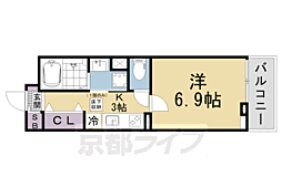 ラーカイラム 1Kの間取図画像