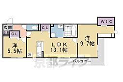 草津市野村5丁目アパート 2LDKの間取図画像