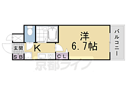 デ・リード烏丸西 1Kの間取図画像